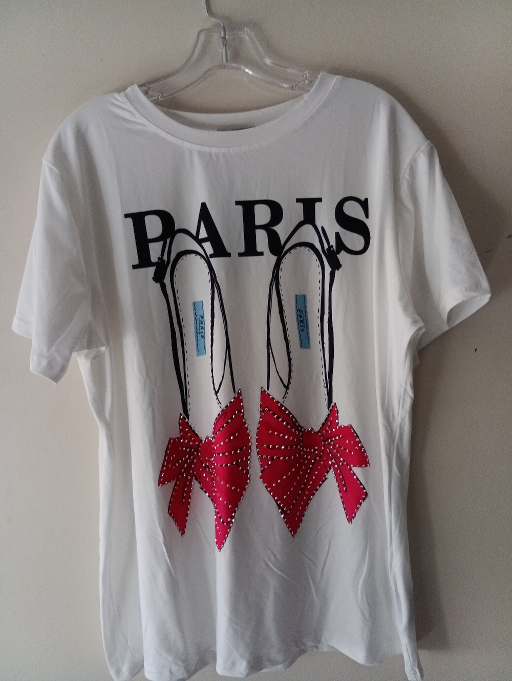 White Tee with Red Bow Shoe Graphic